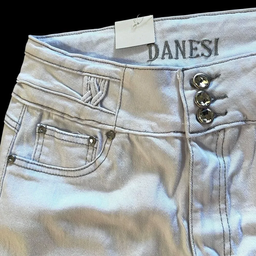 Danesi Jeans Butt Lifter White Denim High Waist Slim Fit Jeans Size 11